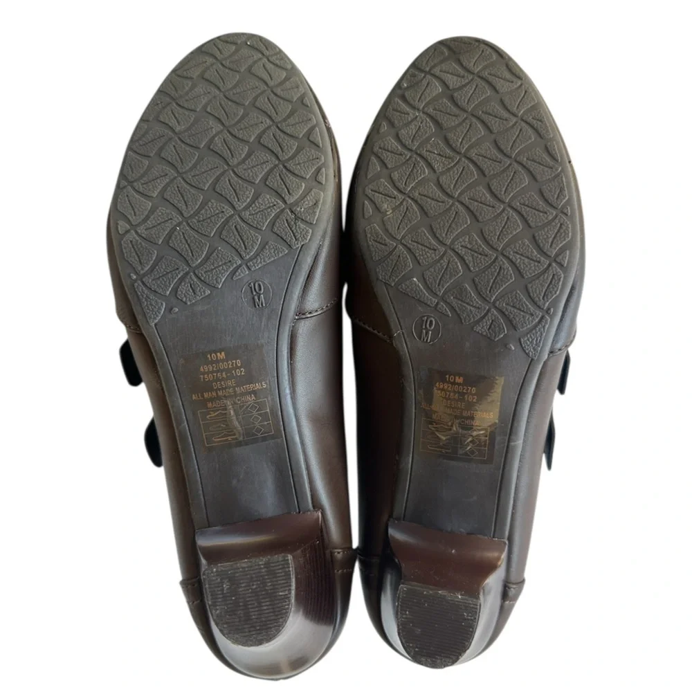 Women's Brown Leather Buckle Dress Heels